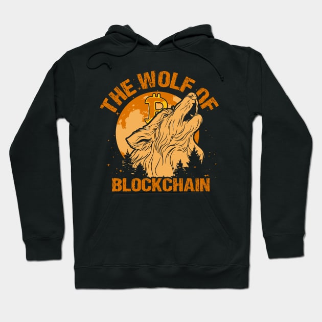 The Wolf of Blockchain Funny Bitcoin Wall Street Parody Crypto Pun Hoodie by BadDesignCo